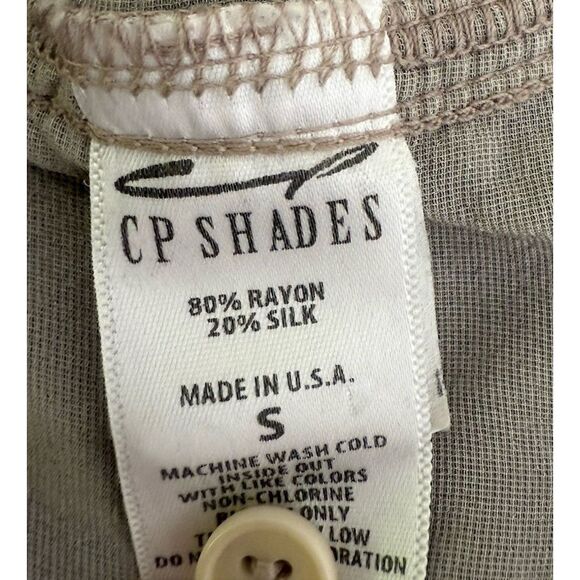 CP SHADES Size S Catrin Crushed Velvet LS Button Up Shirt Brown Rayon Silk - Picture 12 of 12